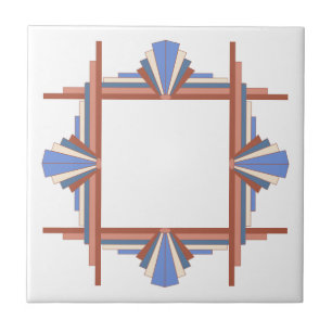 Art Deko Elemente in Rose Gold & Blau Fliese