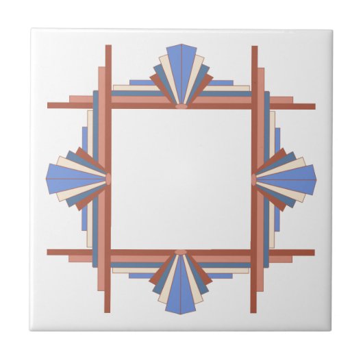 Art Deko Elemente in Rose Gold & Blau Fliese (Vorderseite)