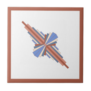 Art Deko Elemente in Rose Gold & Blau Fliese