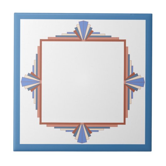 Art Deko Elemente in Rose Gold & Blau Fliese (Vorderseite)