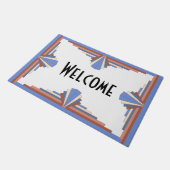 Art Deko Elemente in Rose Gold & Blau Fußmatte (Schrägansicht)