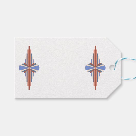 Art Deko Elemente in Rose Gold & Blau Geschenkanhänger (Vorderseite (Horizontal))