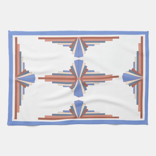 Art Deko Elemente in Rose Gold & Blau Geschirrtuch (Horizontal)
