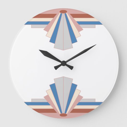 Art Deko Elemente in Rose Gold, Blau & Grau03 Große Wanduhr (Vorderseite)