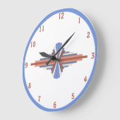 Art Deko Elemente in Rose Gold & Blau Große Wanduhr (Winkel)