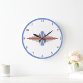 Art Deko Elemente in Rose Gold & Blau Große Wanduhr (Zuhause)