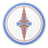 Art Deko Elemente in Rose Gold & Blau Keramikknauf (Vorderseite)