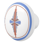 Art Deko Elemente in Rose Gold & Blau Keramikknauf (Rechts)