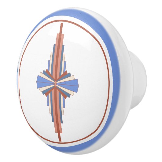 Art Deko Elemente in Rose Gold & Blau Keramikknauf (Rechts)