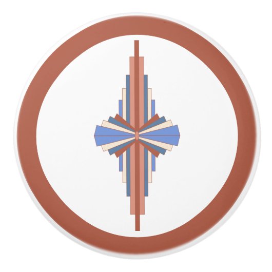 Art Deko Elemente in Rose Gold & Blau Keramikknauf (Vorderseite)