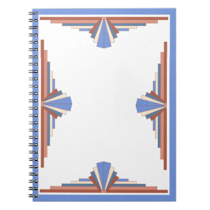 Art Deko Elemente in Rose Gold & Blau Notizblock