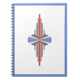 Art Deko Elemente in Rose Gold & Blau Notizblock