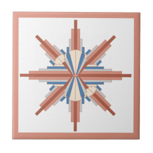 Art Deko Elemente in Rose Gold, Braun & Blau Fliese
