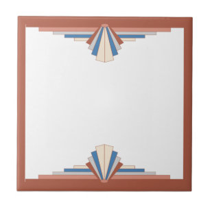 Art Deko Elemente in Rose Gold, Braun & Blau Fliese
