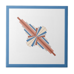 Art Deko Elemente in Rose Gold, Braun & Blau Fliese
