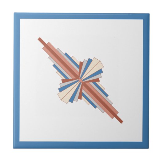 Art Deko Elemente in Rose Gold, Braun & Blau Fliese (Vorderseite)