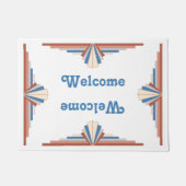 Art Deko Elemente in Rose Gold, Braun & Blau Fußmatte (Vorderseite)