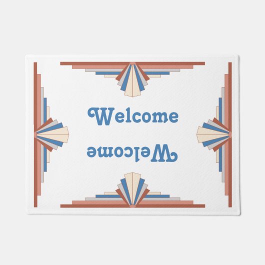 Art Deko Elemente in Rose Gold, Braun & Blau Fußmatte (Vorderseite)