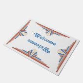 Art Deko Elemente in Rose Gold, Braun & Blau Fußmatte (Schrägansicht)