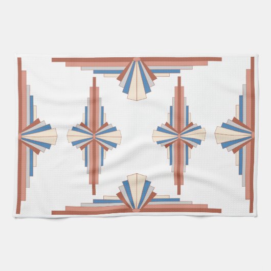 Art Deko Elemente in Rose Gold, Braun & Blau Geschirrtuch (Horizontal)