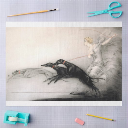 Art Deko Engel und ihre Windhunde Seidenpapier (Basteln)