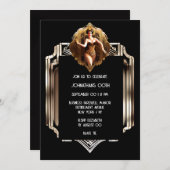 Art Deko flapper Girl Gatsby Chic Feier Einladung (Vorne/Hinten)