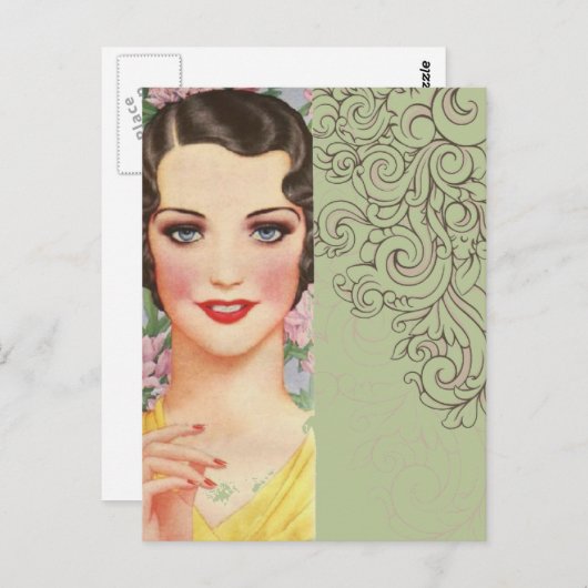 Art Deko Gatsby Pariser Mode Postkarte (Vorne/Hinten)