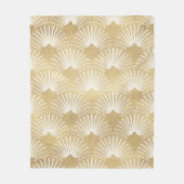 Art-Deko geometrisches Muster in Gold und Weiß Fleecedecke (Vorderseite)