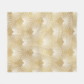 Art-Deko geometrisches Muster in Gold und Weiß Fleecedecke (Vorderseite (Horizontal))