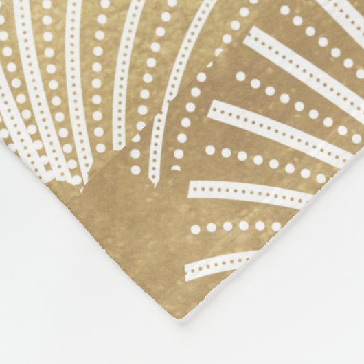 Art-Deko geometrisches Muster in Gold und Weiß Fleecedecke (Ecke)