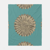 Art Deko Gold aquamarine Look Fan Muschel Design Fleecedecke (Vorderseite)