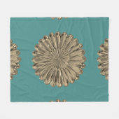 Art Deko Gold aquamarine Look Fan Muschel Design Fleecedecke (Vorderseite (Horizontal))