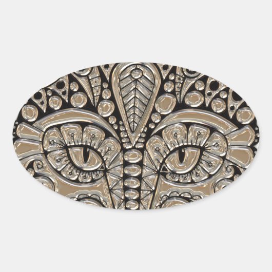 Art Deko gold schwarze Katze im ägyptischen Stil Ovaler Aufkleber (Vorderseite)