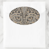 Art Deko gold schwarze Katze im ägyptischen Stil Ovaler Aufkleber (Tasche)