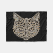 Art Deko Gold und schwarze ägyptische Katze Fleecedecke (Vorderseite (Horizontal))