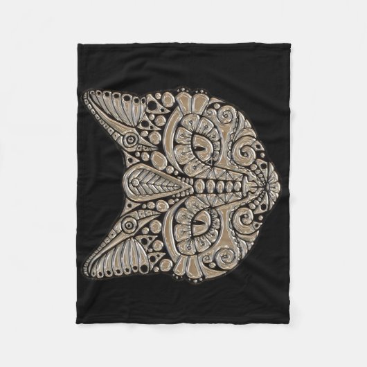 Art Deko Gold und schwarze ägyptische Katze Fleecedecke (Vorderseite)