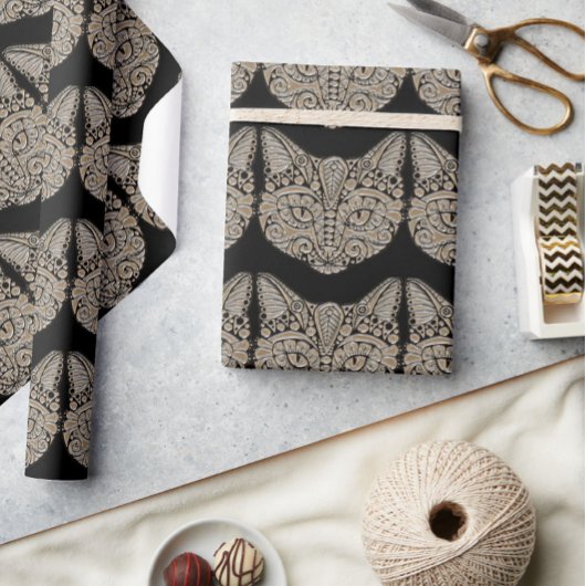Art Deko Gold und schwarze ägyptische Katze Geschenkpapier
