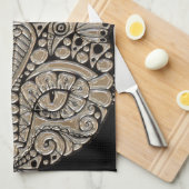 Art Deko Gold und schwarze ägyptische Katze Geschirrtuch (Viertel Falte)