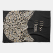 Art Deko Gold und schwarze ägyptische Katze Geschirrtuch (Horizontal)