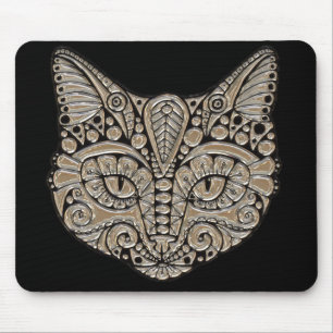 Art Deko Gold und schwarze ägyptische Katze Mousepad