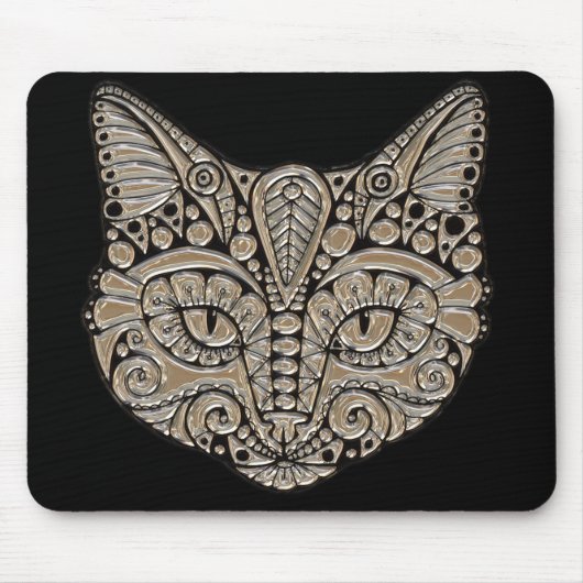 Art Deko Gold und schwarze ägyptische Katze Mousepad (Vorne)