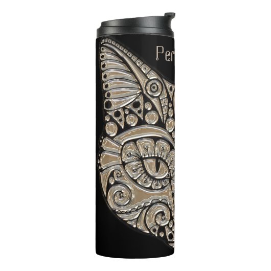 Art Deko Gold und schwarze ägyptische Katze Thermosbecher (Nach links gedreht)