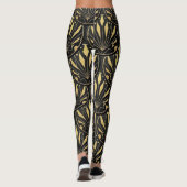 Art Deko goldfarbenes Muster Leggings (Rückseite)