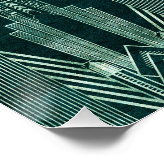 Art Deko, grün, schwarz, muster, art nouveau, Vint Poster (Ecke)