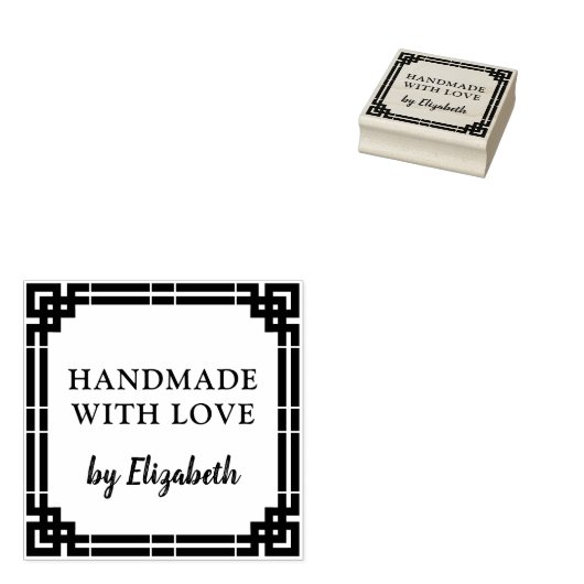 Art Deko Handmade mit Liebe Gummistempel (Stempel)