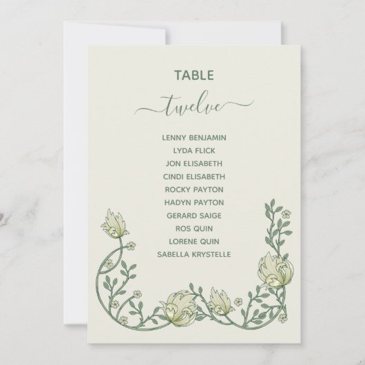 Art Deko hübsche Blume Tischnummer Sitzplan (Vorderseite)