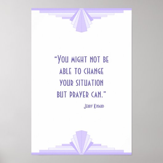 Art Deko in lila mit einem Christlichen Zitat-Post (Vorne)