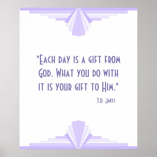 Art Deko in lila mit einem Christlichen Zitat-Post (Vorne)