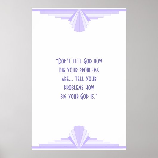 Art Deko in lila mit einem Christlichen Zitat-Post (Vorne)