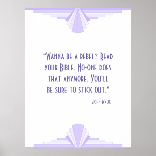 Art Deko in lila mit einem Christlichen Zitat-Post (Vorne)